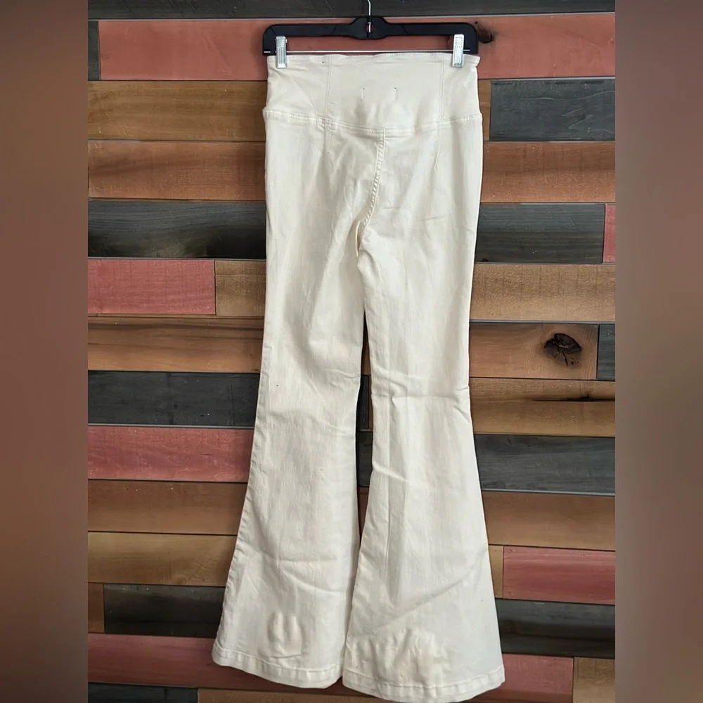 Free People Cream High-Rise Boot Cut Flare Pants